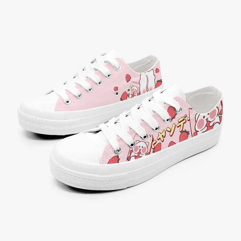 Pink kawaii hamster sneakers on a white background