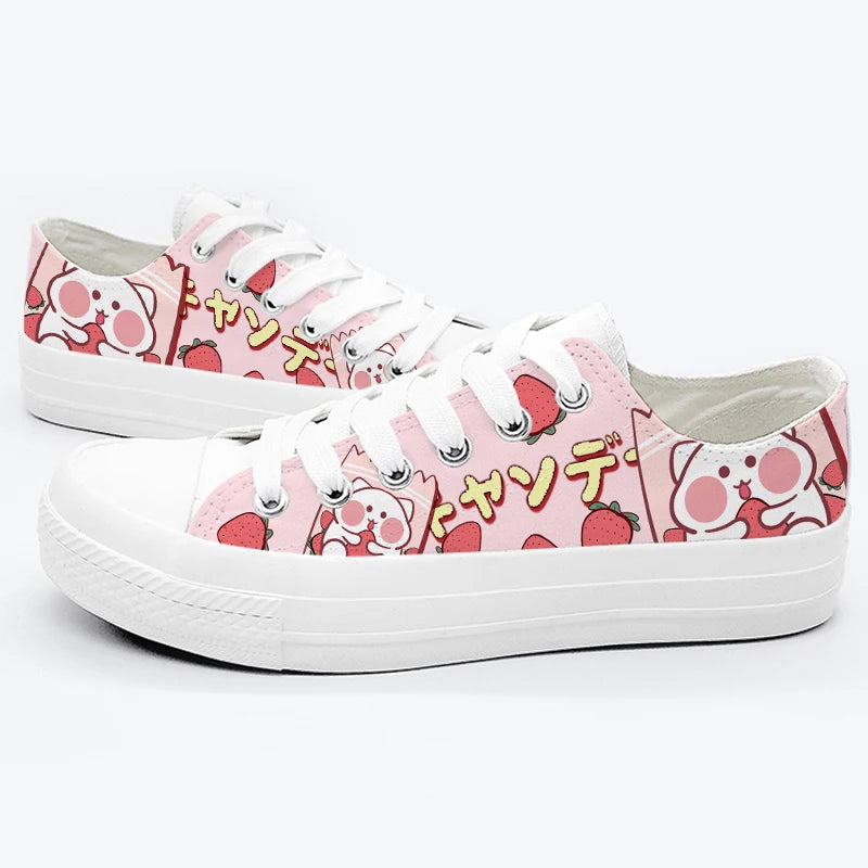 pink kawaii hamster sneakers facing opposite directions on a white background