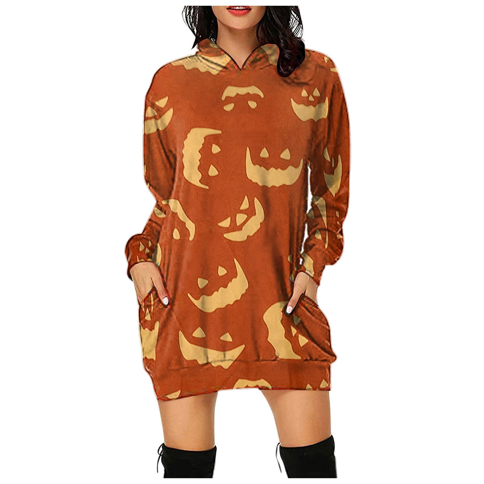 Kawaii Spooky Print Hoodie Dress