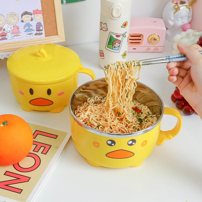 Kawaii Duck Ramen Bowl With Lid