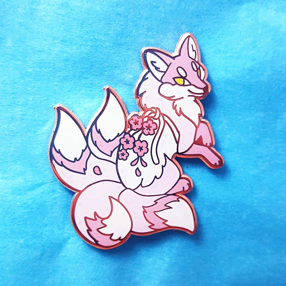 Sakura Fox Enamel Pin
