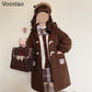 Kawaii Brown Hooded Winter Coat