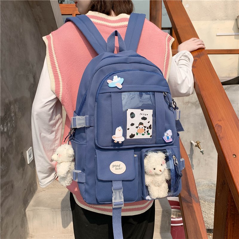 Kawaii Blue Bear Plush Backpack