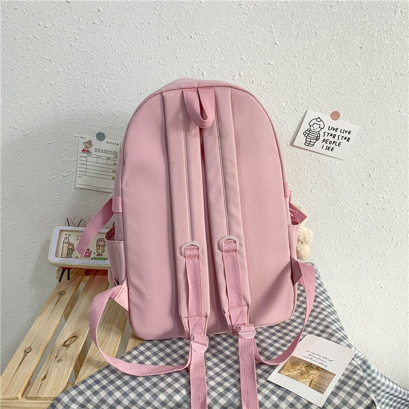 Kawaii Pink Bear Plush Backpack Back View