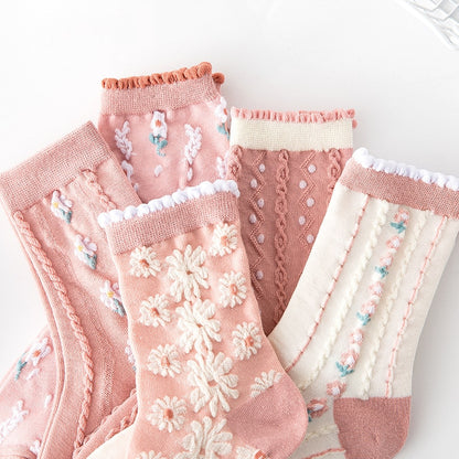 Kawaii Floral Embroidery Socks