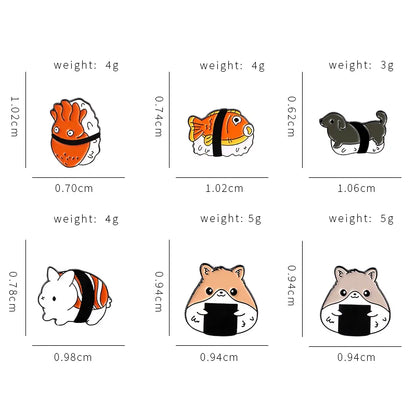 Sushi Animal Enamel Pins