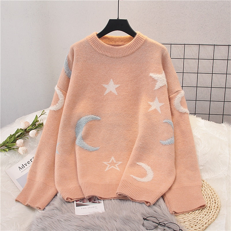 Kawaii Pastel Moon & Stars Sweater