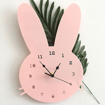 Kawaii Bunny Shaped Wall Clock in Pink