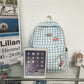 Kawaii Blue Cherry Plaid Backpack