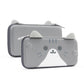 Gray Nintendo Switch case with cat face design on a white background