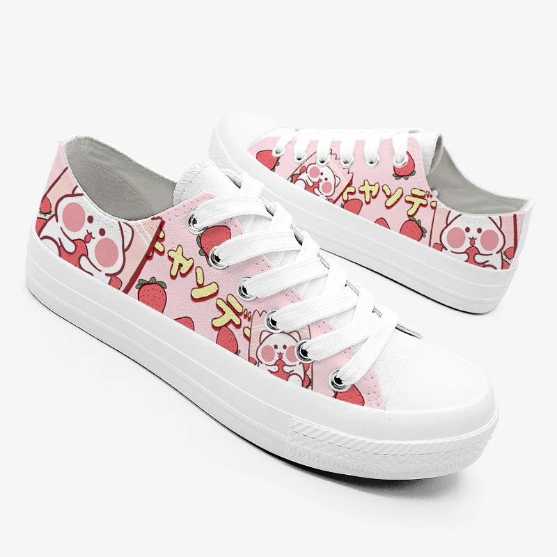 pink kawaii hamster sneakers on a white background