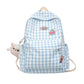 Kawaii Blue Cherry Plaid Backpack