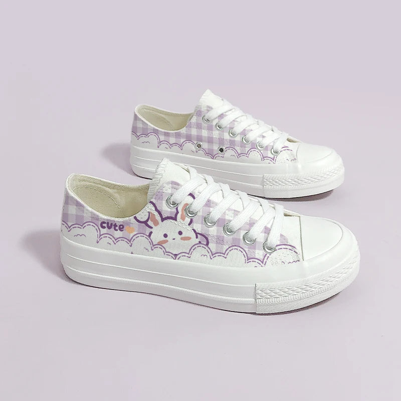 Side view of Kawaii Bunny Gingham Shoes