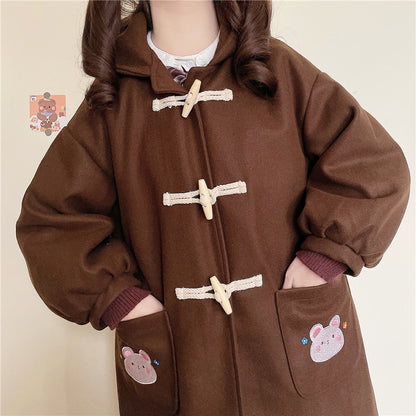 Kawaii Brown Hooded Winter Coat