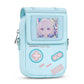 Light blue crossbody bag with pixelated anime character and game controller design on a white background