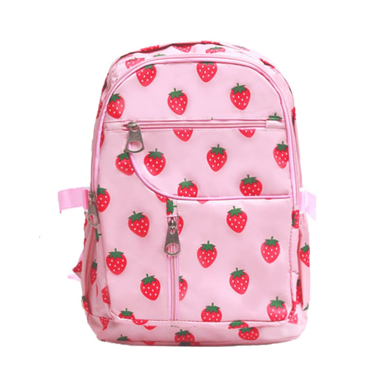 Kawaii Harajuku Strawberry Canvas Backpack