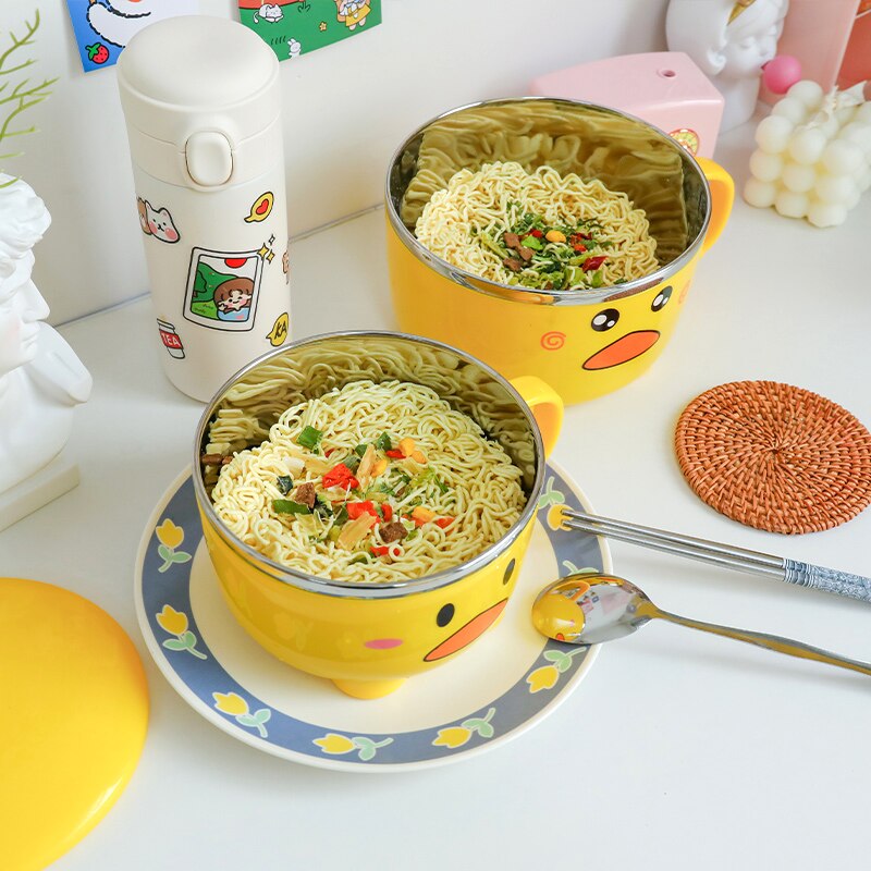 Kawaii Duck Ramen Bowl With Lid