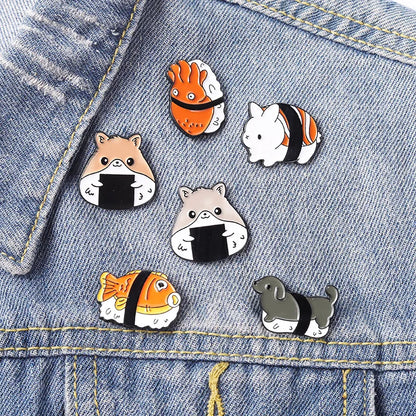 Sushi Animal Enamel Pins