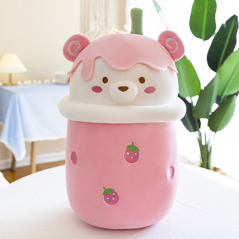 Kawaii Pink Boba Bear Plushie