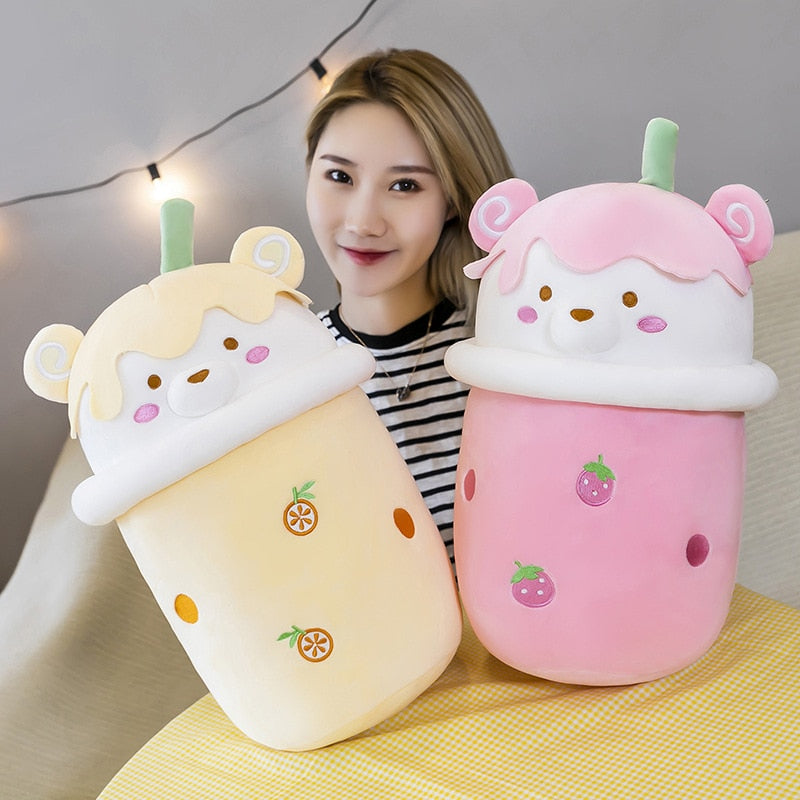 Kawaii Yellow and Pink Boba Bear Plushies