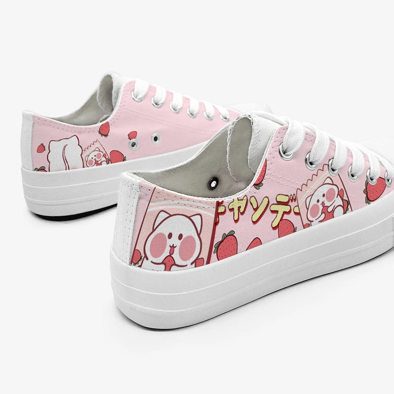 close up view of hamster design on pink kawaii hamster sneakers