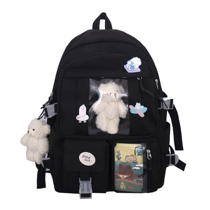 Kawaii Black Bear Plush Backpack