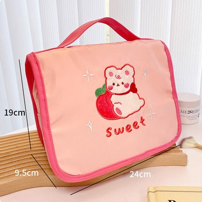 Cute Makeup Bag With Kawaii Strawberry Bear Design