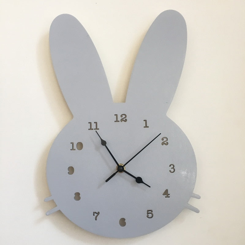 Kawaii Bunny Shaped Wall Clock in Grey