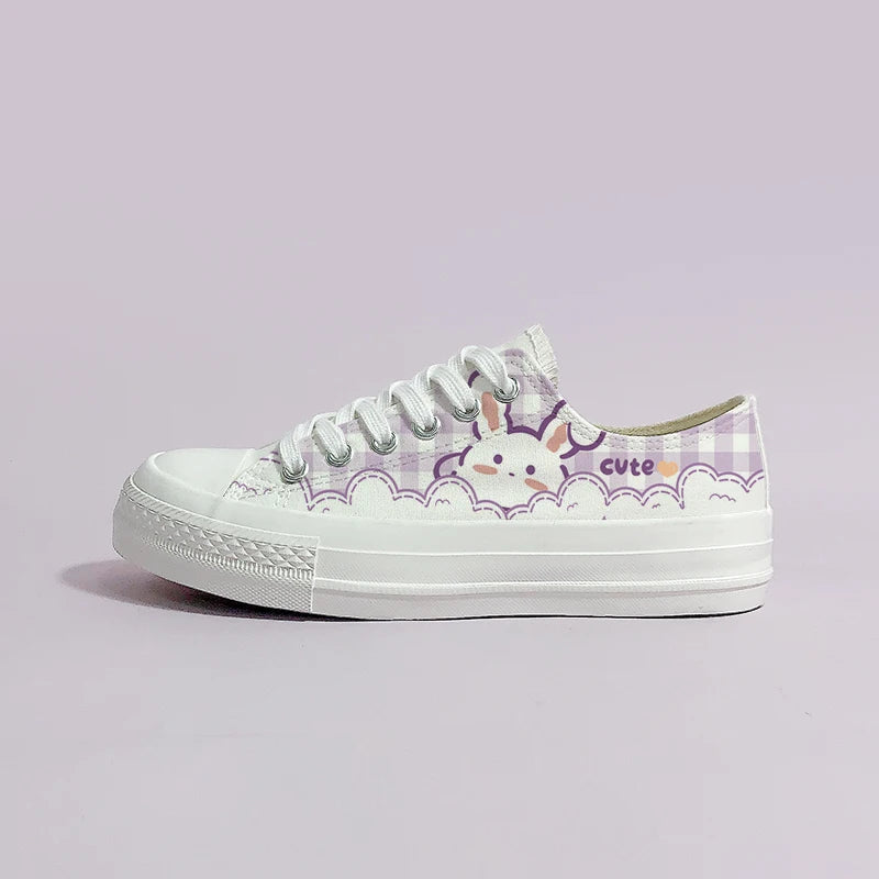 Side view of Kawaii Bunny Gingham Shoes 