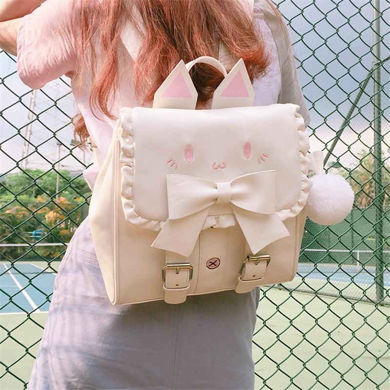 Kawaii White Neko Backpack