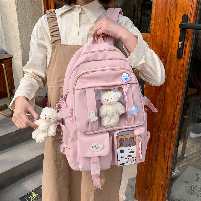 Kawaii Pink Bear Plush Backpack