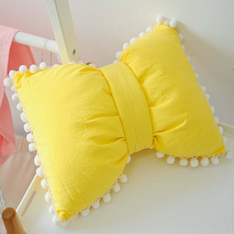 Kawaii Yellow Bow Shaped Decorative Pillow