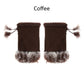 Pair of brown fingerless gloves with fur trim on a white background