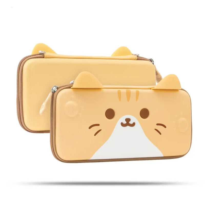 Two yellow cat-shaped Nintendo Switch cases 