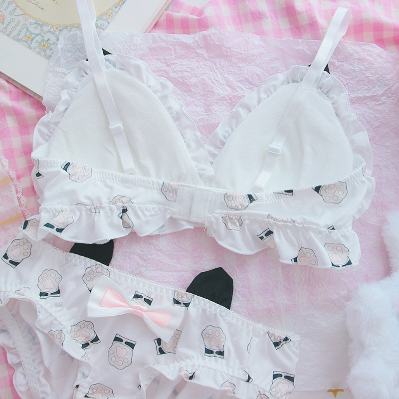 Kawaii Cat Paw & Ears Underwear Set