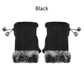 Black fingerless gloves with fur trim on a white background