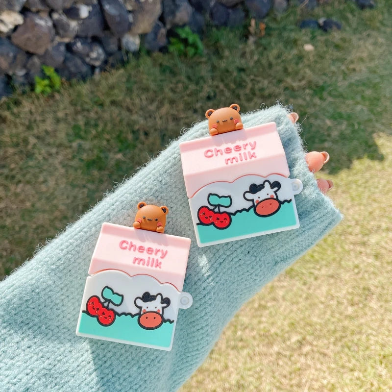 "Cheery" Cherry Milk Bear AirPods Case