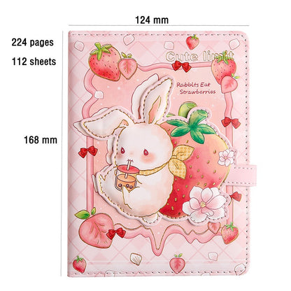 Kawaii Strawberry Bunny Magnetic Button Notebook Dimensions