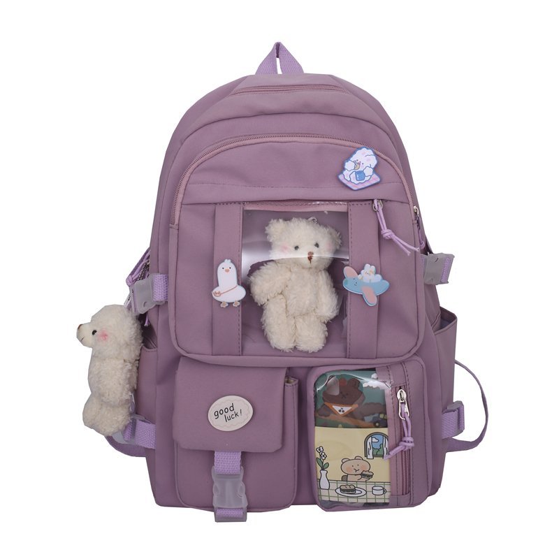 Kawaii Purple Bear Plush Backpack