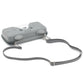 Gray electronic device with a strap on a white background
