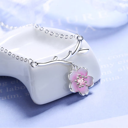 Elegant Pink Cherry Blossom Necklace