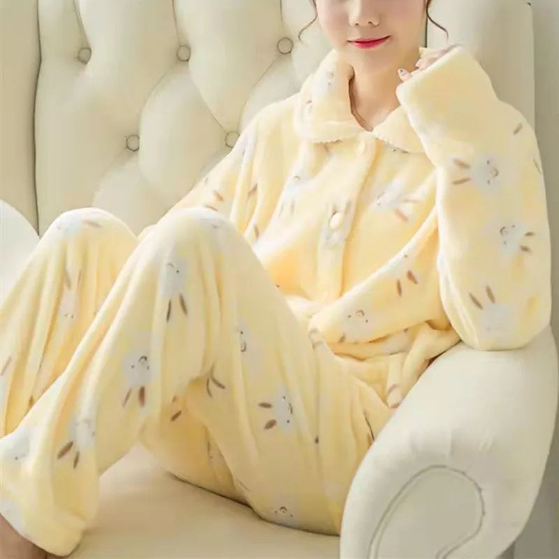 Kawaii Flannel Bunny Pajamas