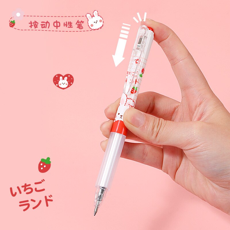 Kawaii Pink Strawberry Bunny Gel Pens