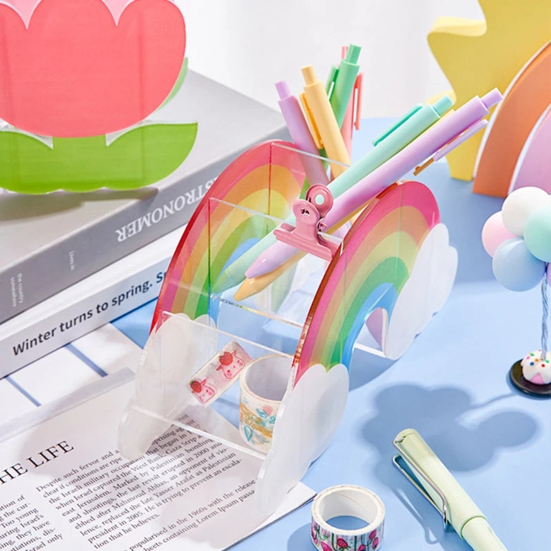Rainbow Cloud Acrylic Pen Holder