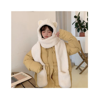 Kawaii Plush Cat Hooded Scarf