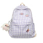 Kawaii Purple Cherry Plaid Backpack