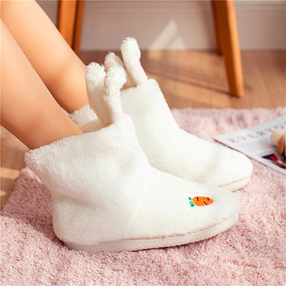 Kawaii Fluffy Bunny Indoor Boots in White