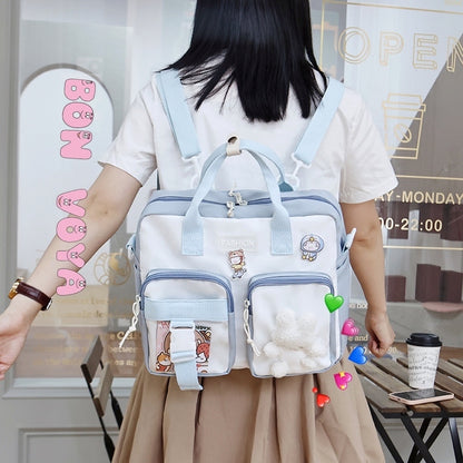 Model Wearing Our Kawaii Blue Bunny Messenger Bag