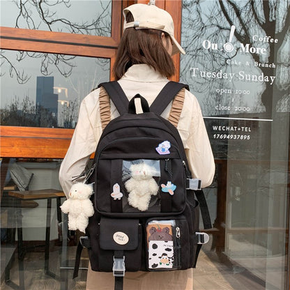 Kawaii Black Bear Plush Backpack