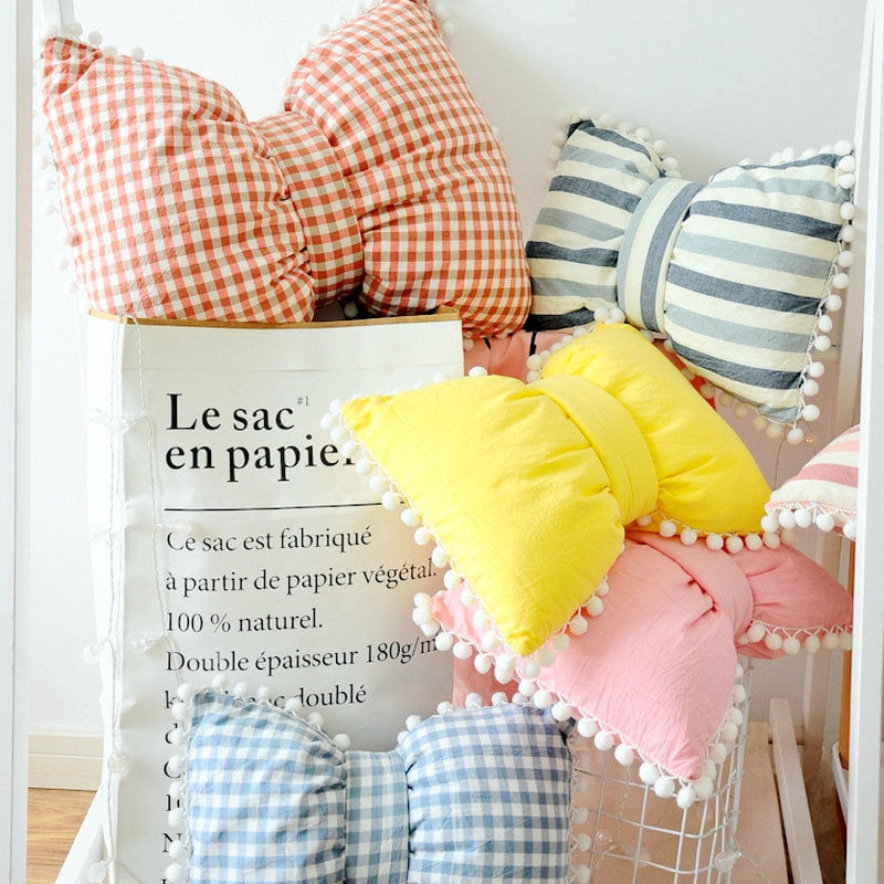 Kawaii Yellow Bow Shaped Decorative Pillows